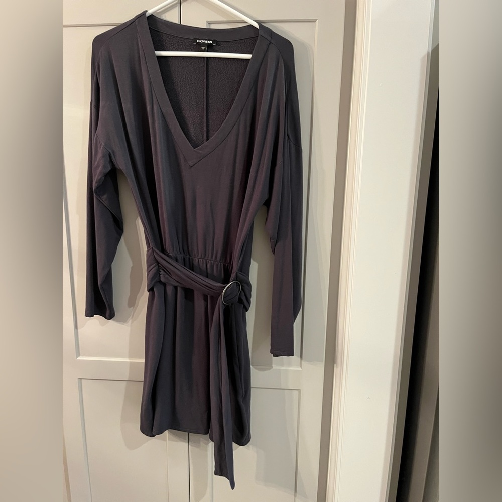 Express Sweatshirt Belt Dress, Size M
